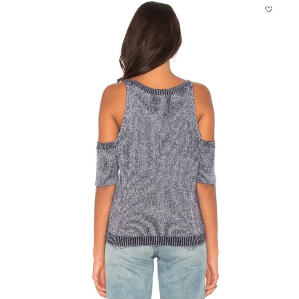NWT New $175 Splendid Surrey Marl Cold Shoulder Pullover Size M Blue - Picture 3 of 12